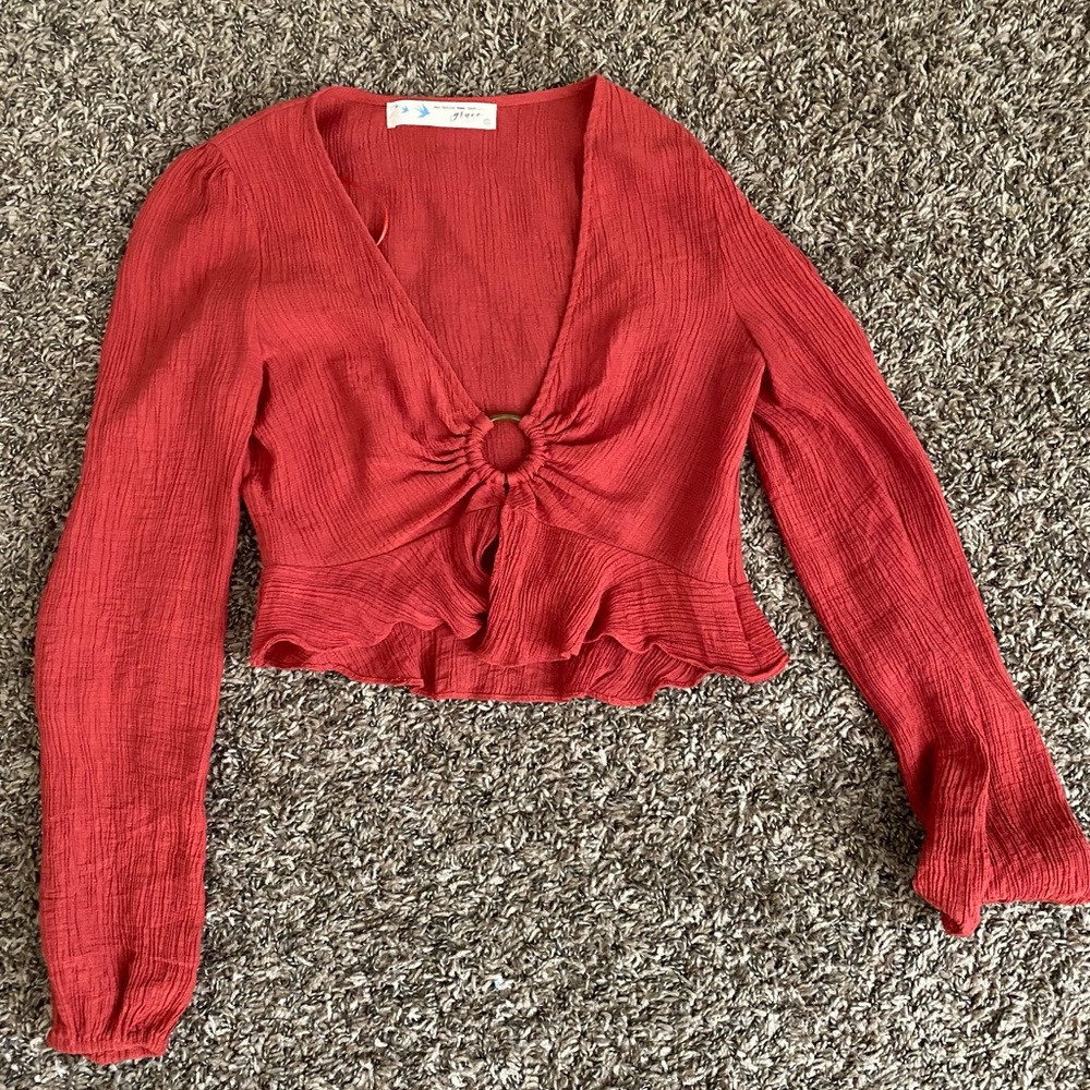 Red Long-sleeve Cropped Top